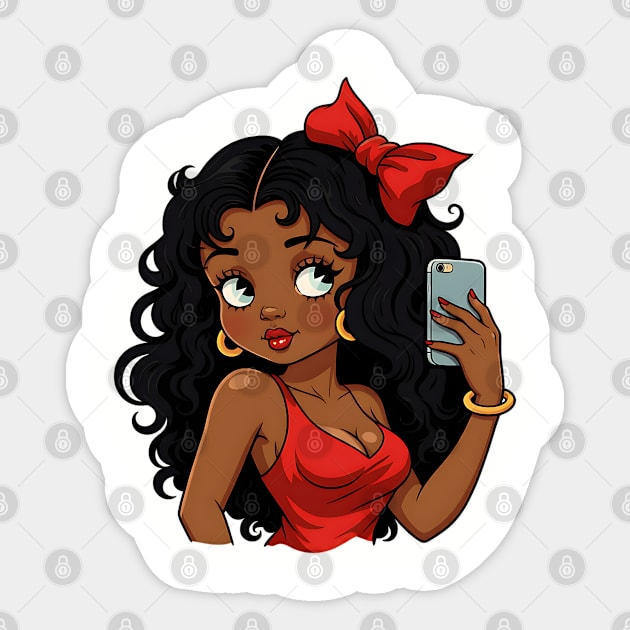 Black Betty Boop Modern Hair Sticker by UrbanLifeApparel